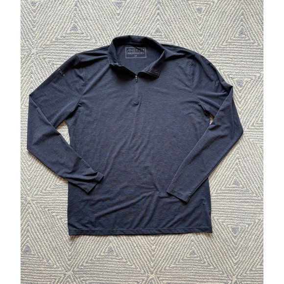 Anetik Premium Performance UPF 30+ Quarter Zip Shirt - Blue - Medium - Picture 1 of 6